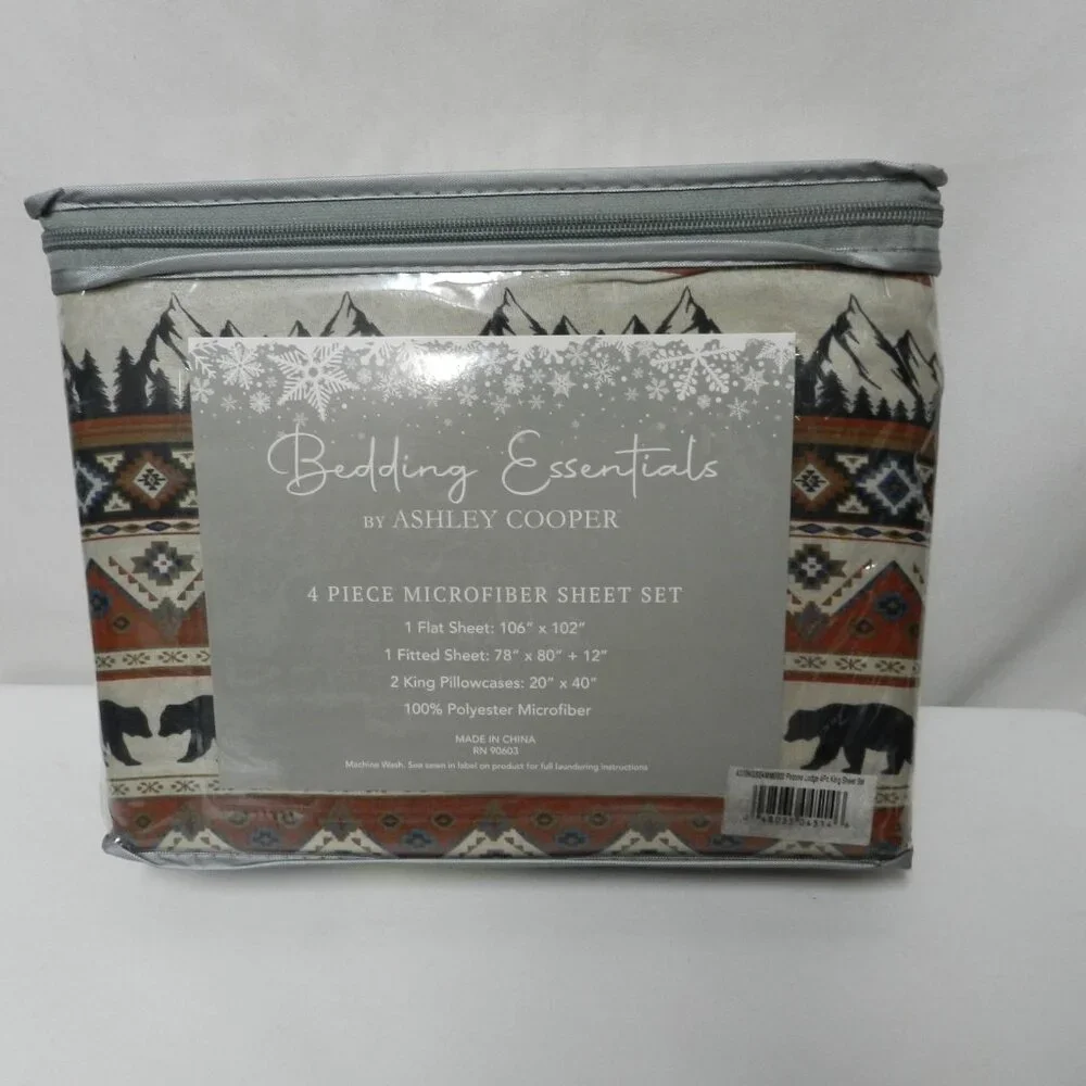 Ashley Cooper Pocono Lodge 4 piece Micro Fiber Queen sheet set green NEW NWT